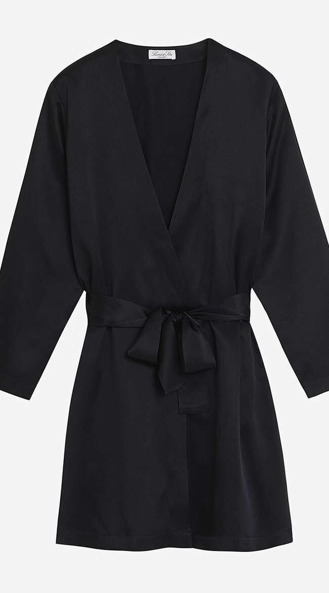 Black Silk Short Robe | Nightwear | BEDTIME FLIRT