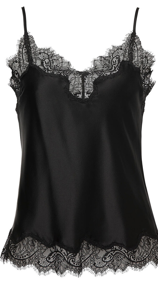 Scarlet Black Silk Camisole | Nightwear | BEDTIME FLIRT